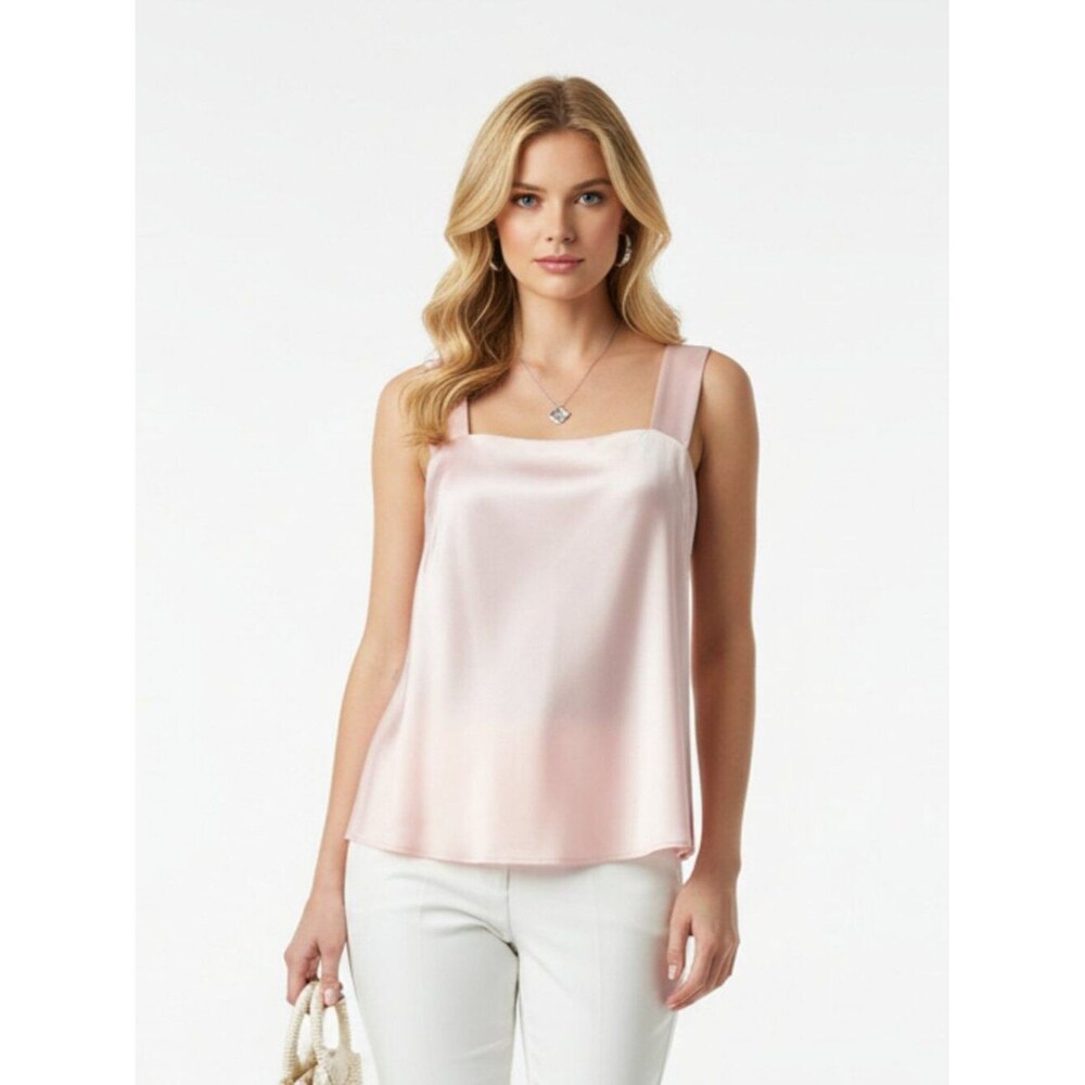 100% Silk Peach Sleeveless Tank Top M